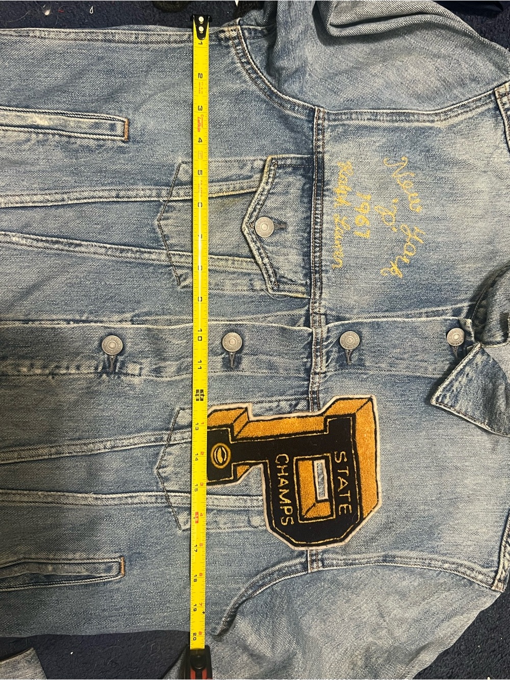 Rare Vintage Trucker Jean Denim Jacket Varsity State Champs Polo Ralph Lauren - Picture 11 of 16